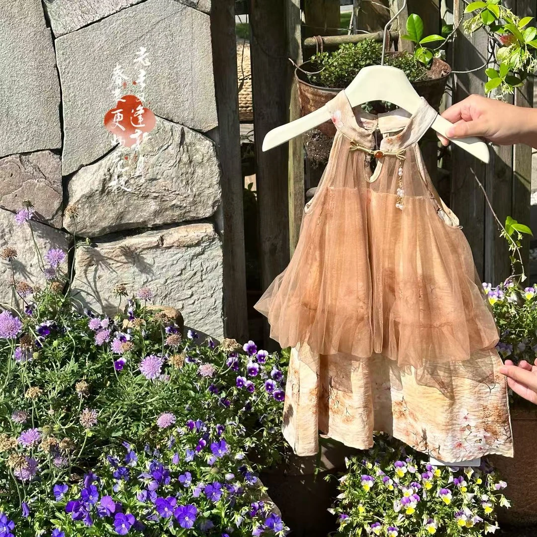 （糯米专属）女孩夏季国风碎花吊带裙25x311