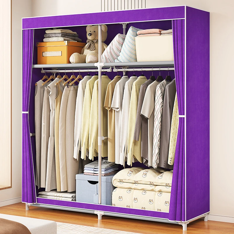 简易布衣柜钢管全钢架衣柜加粗加厚组装出租房用收纳架子家用卧室