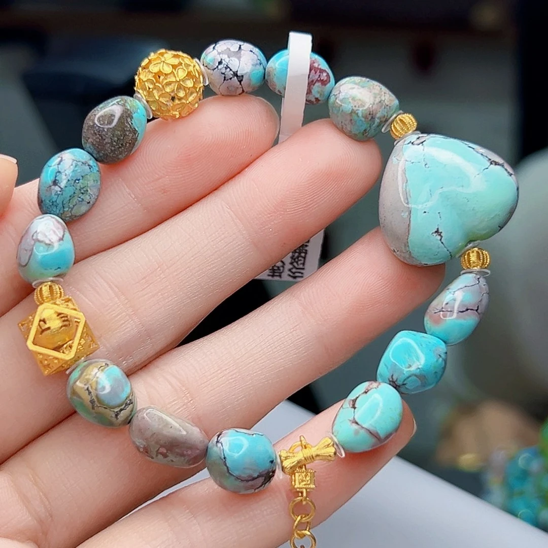 绿松石珠宝奇石18K金镶嵌