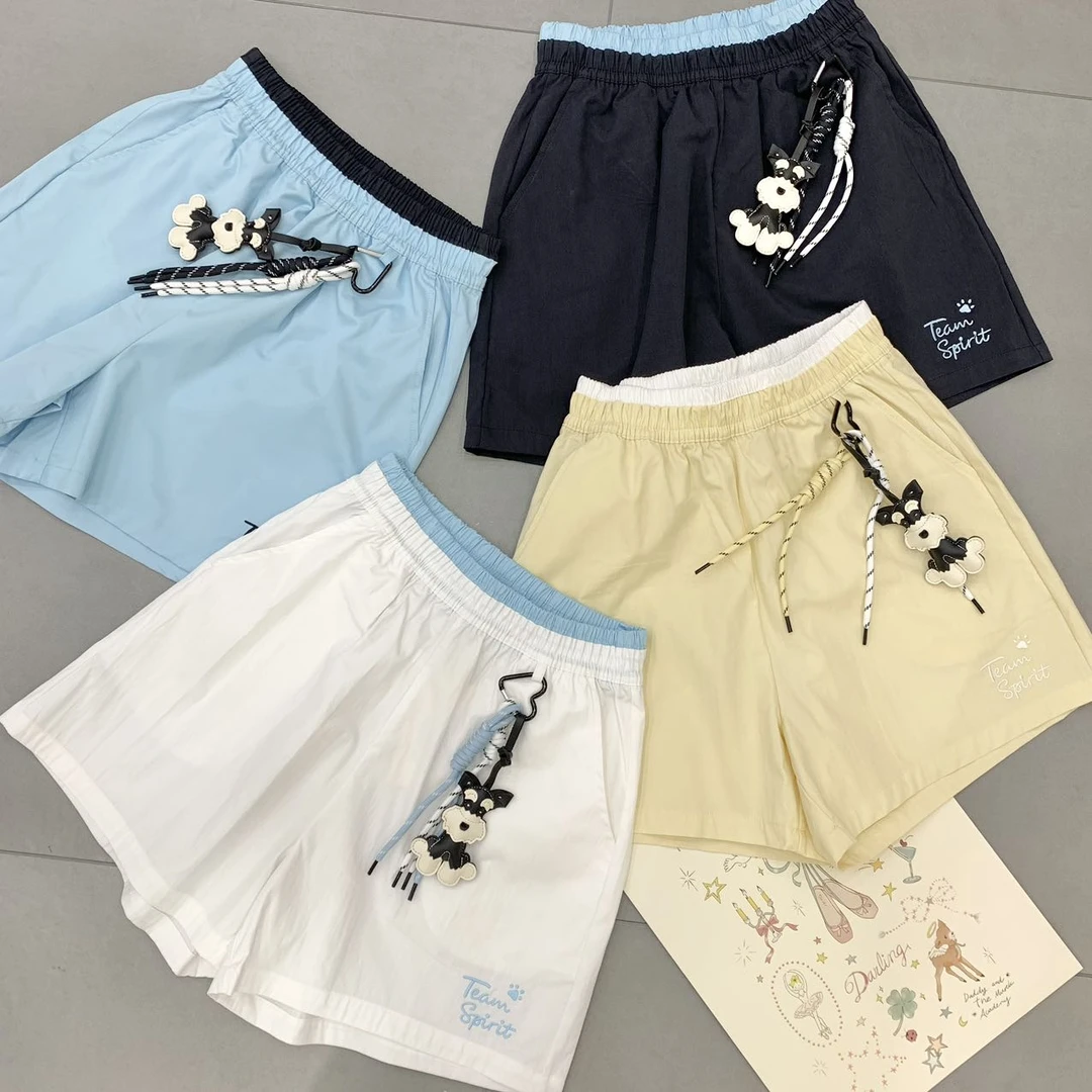 拼色腰头 质量爆炸好！25夏季设计师款雪纳瑞挂绳宽松显瘦阔腿短裤