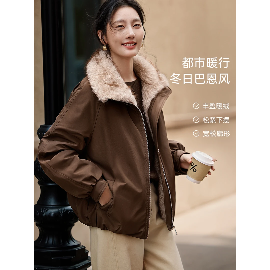 XWI/欣未【巴恩风都市暖行】2025冬新休闲保暖花色派克棉服外套6638