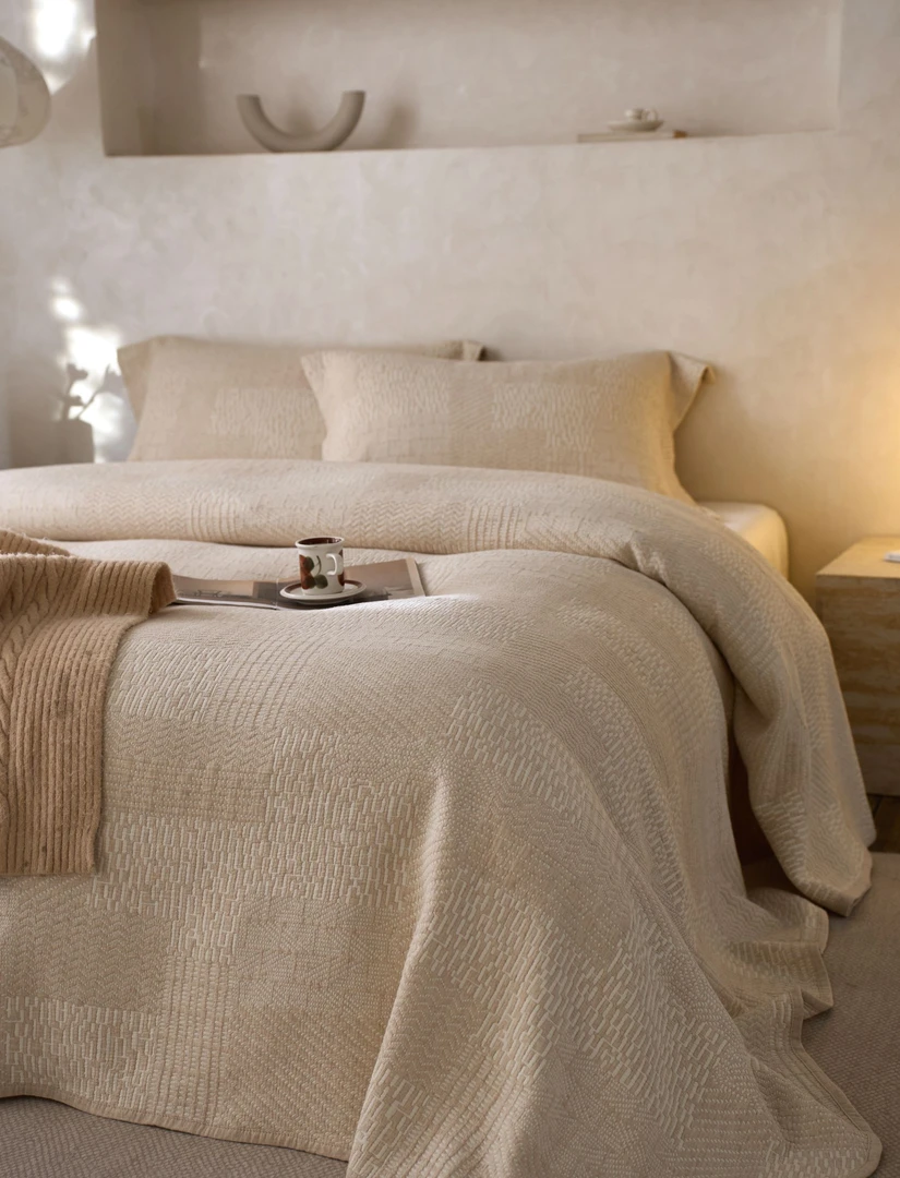 麒麟棉麻床盖针织透气亲肤双面款轻奢风床盖午睡毯简约沙发毯