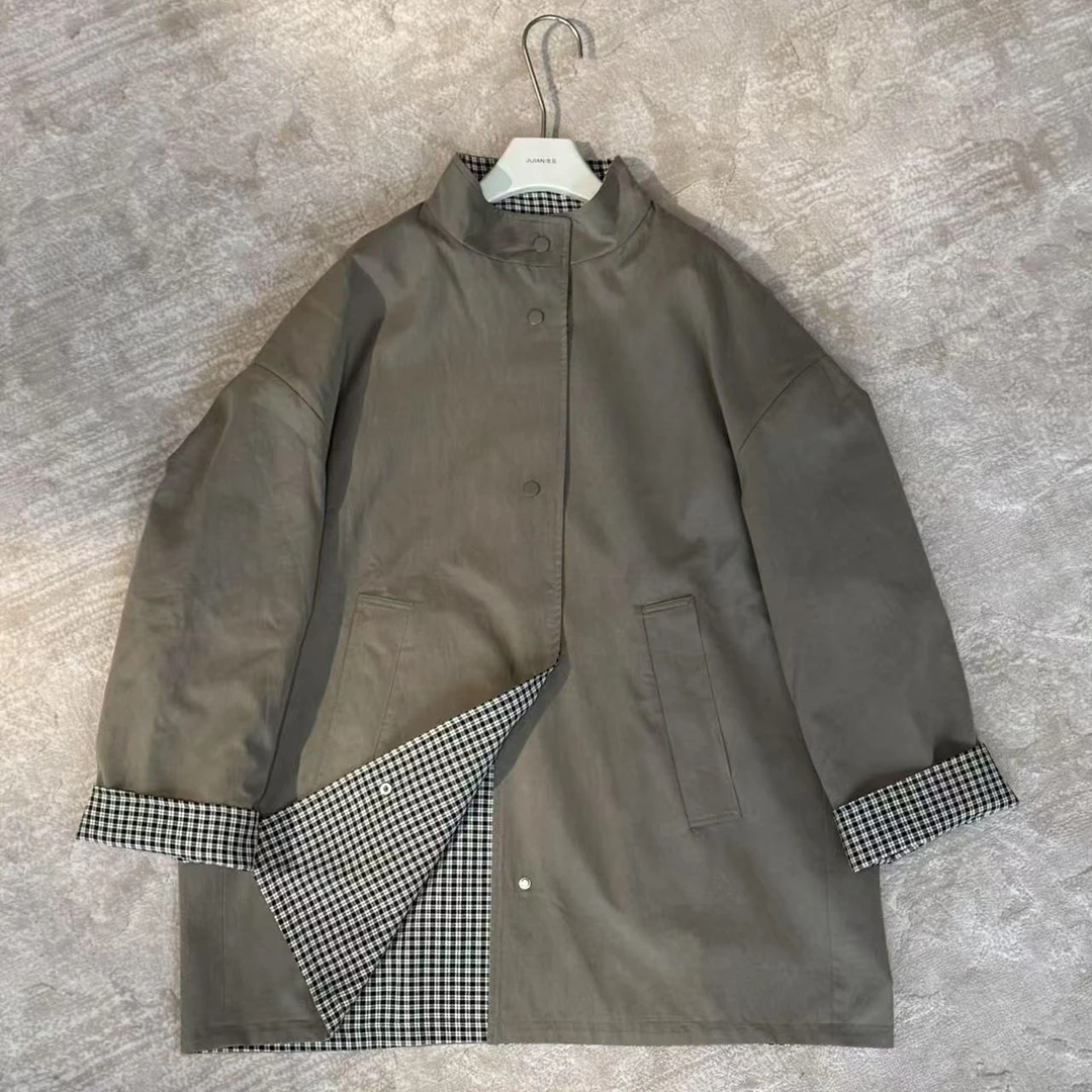 【大头韦韦】双面穿【昼夜拼图】休闲气质格子外套785063