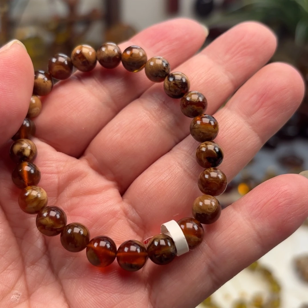 琥珀未镶嵌手链根珀溶洞妖花卡8