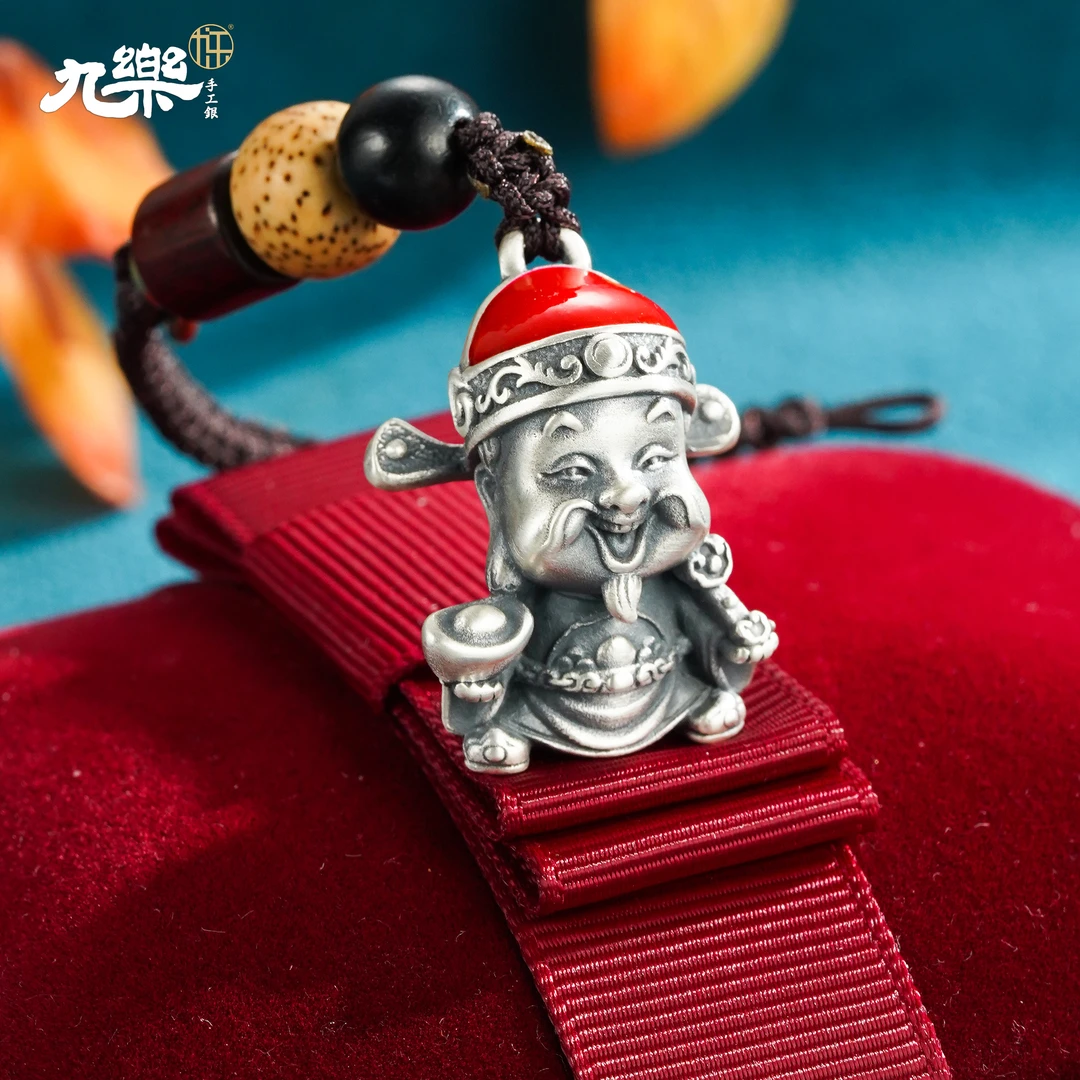 足银珐琅银制品 元宝如意挂件复古个性做旧时尚项坠银制品