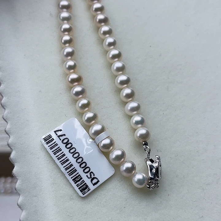 淡水珍珠颈饰银S925镶嵌卡6到7极光澳绿➕金属光