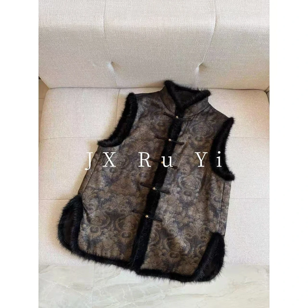 B【芸翘】新中式复古气质新中式提花显瘦立提时尚中中款双面双穿马