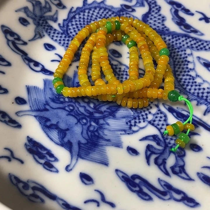 瓷片卡6黄翡项链