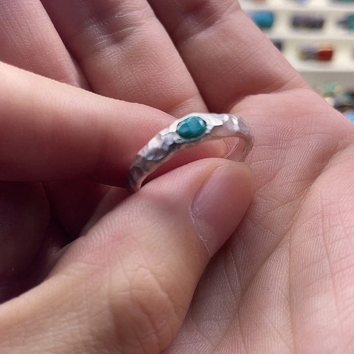 绿松石银S925镶嵌戒指