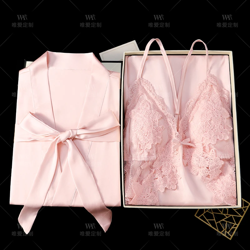 【礼盒装】真丝睡衣女睡袍性感吊带胸垫睡裙100%桑蚕丝送闺蜜礼物