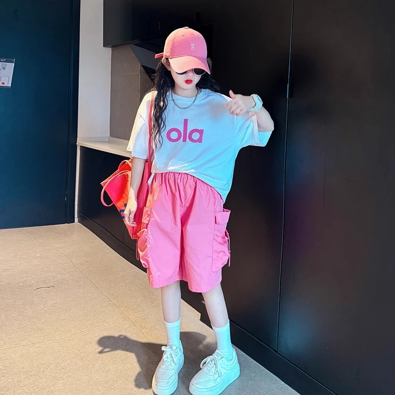 女童短裤套装夏2025新款儿童工装五分裤洋气女大童夏日多巴胺穿搭