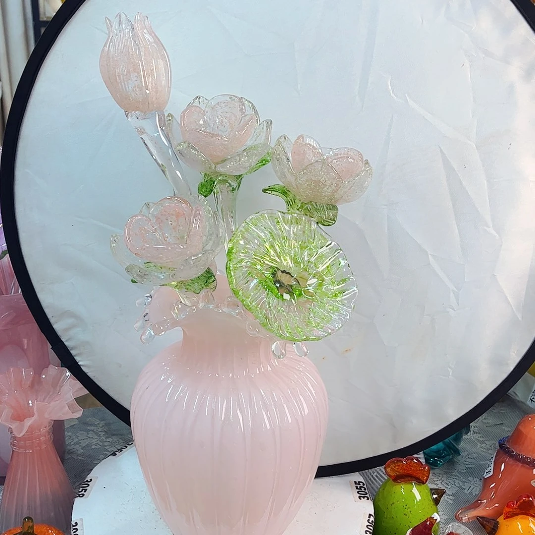 1套夜光 5花1瓶福利家悦琉璃工艺品