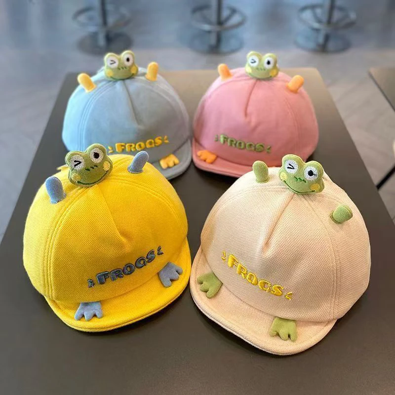 婴儿帽子春天款防晒可爱青蛙帽遮阳帽宝宝卡通超萌太阳帽春秋帽