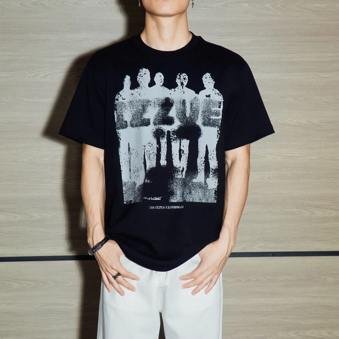 izzue男士夏日街头高街风夏季内带蜂窝设计穿搭上衣T恤休闲宽松