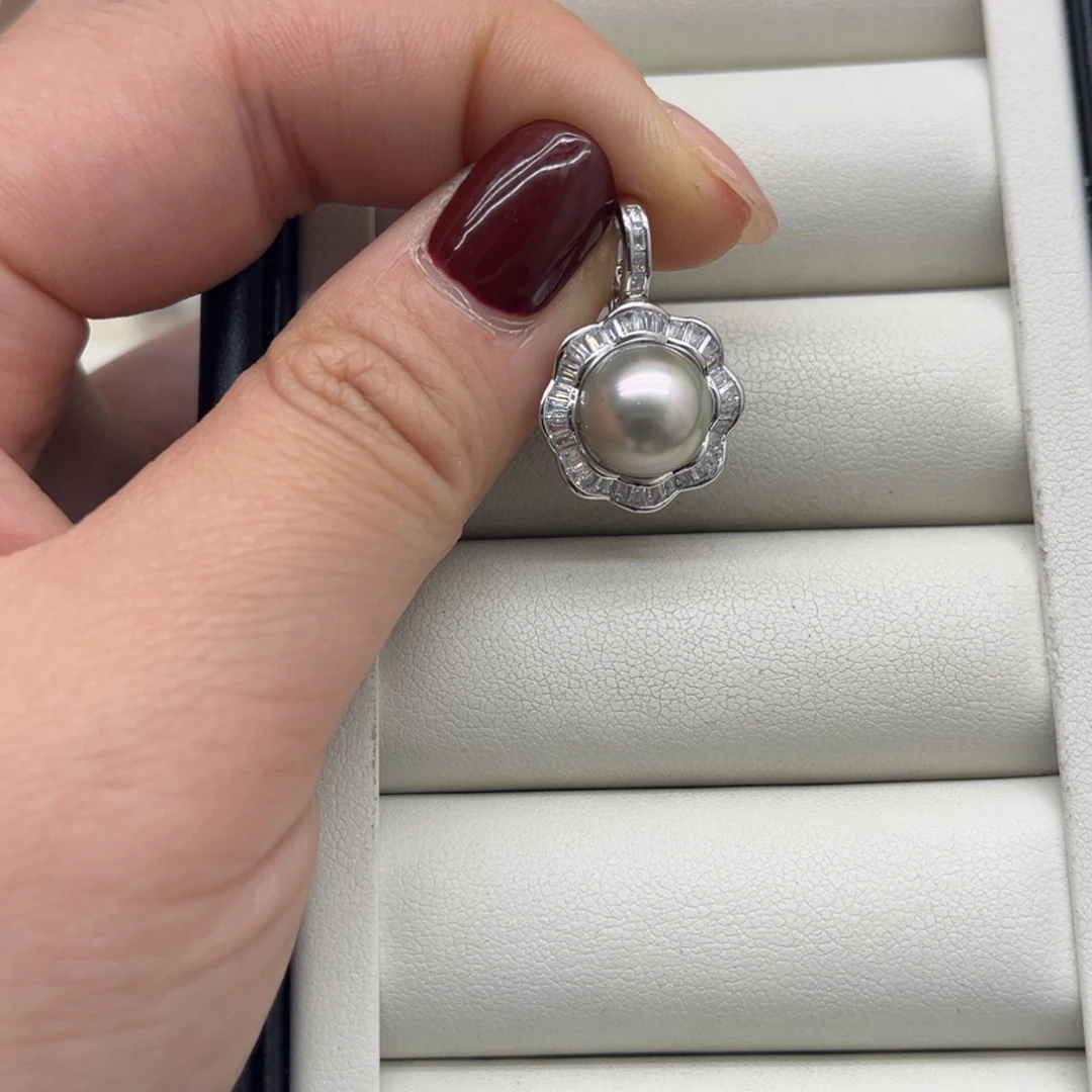 吊坠(不含链)海水珍珠银S925镶嵌