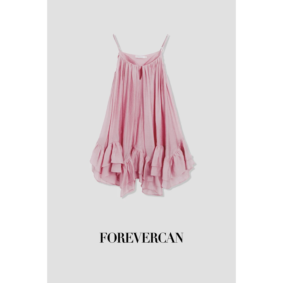 FOREVERCAN“塞班岛”立裁大A摆吊带蓬蓬连衣裙 SD21569B