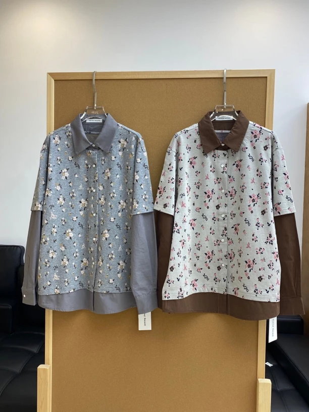 JR上衣｜复古假两件定位花衬衫190632