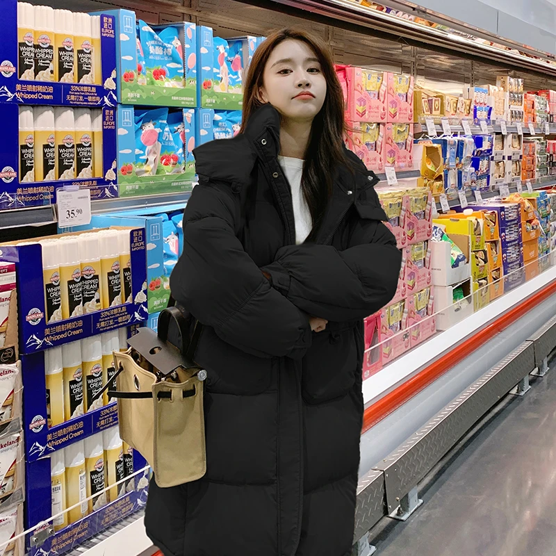 2317秋冬新款韩版棉服女中长款保暖连帽宽松爆款面包服