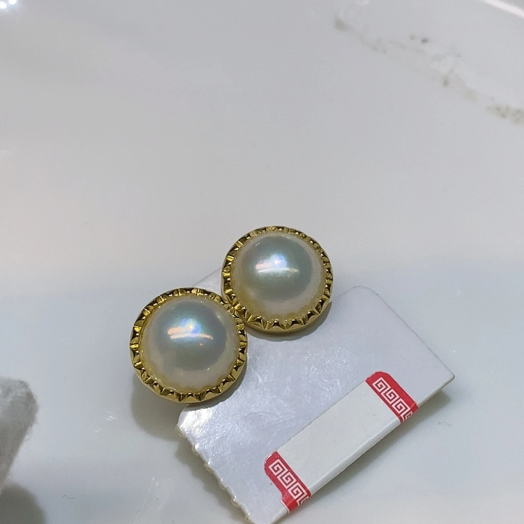 耳饰拼合珍珠（马贝珠）银S925镶嵌