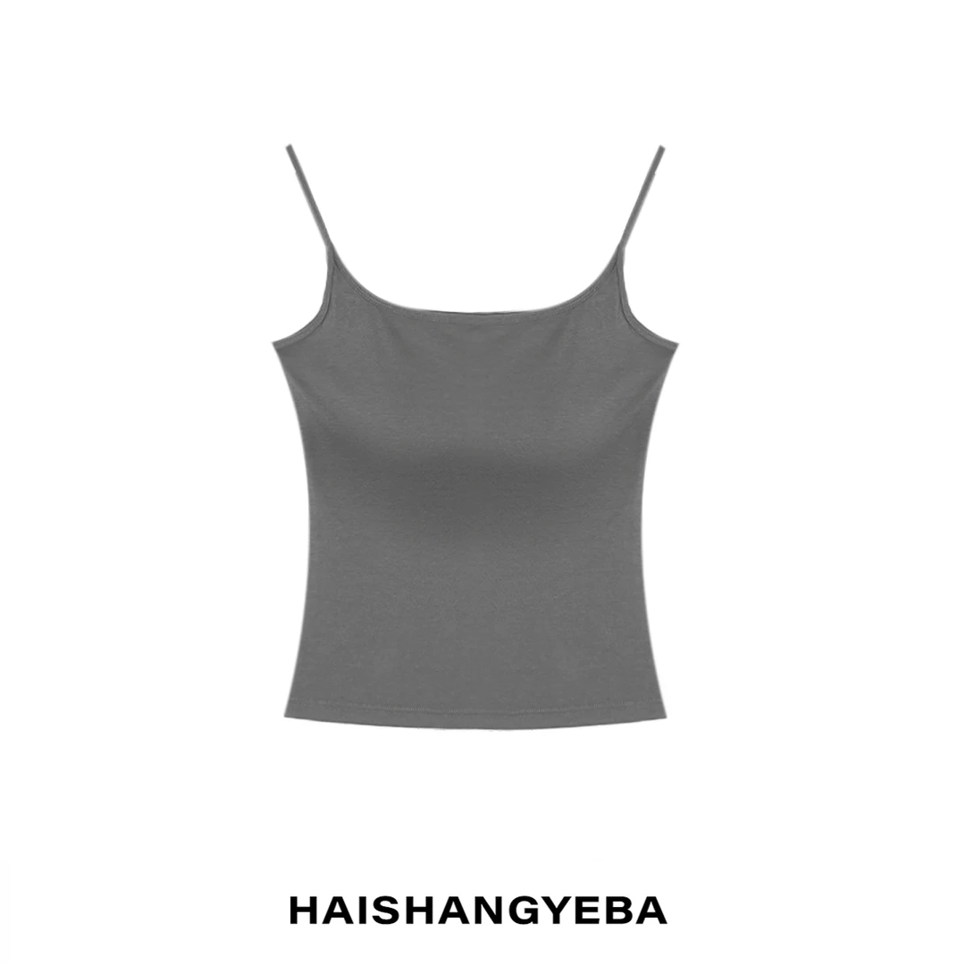 【海上叶爸】新款2025春夏百搭棉自带胸垫通勤打底背心吊带