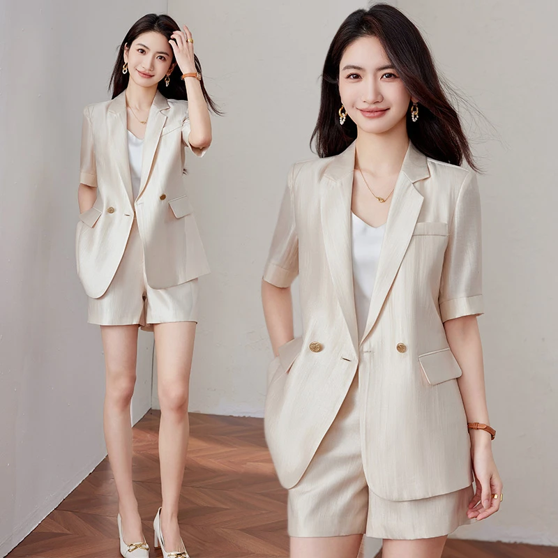 夏季西装套装时尚洋气显瘦气质韩版小个子薄款女神范短袖西服9751