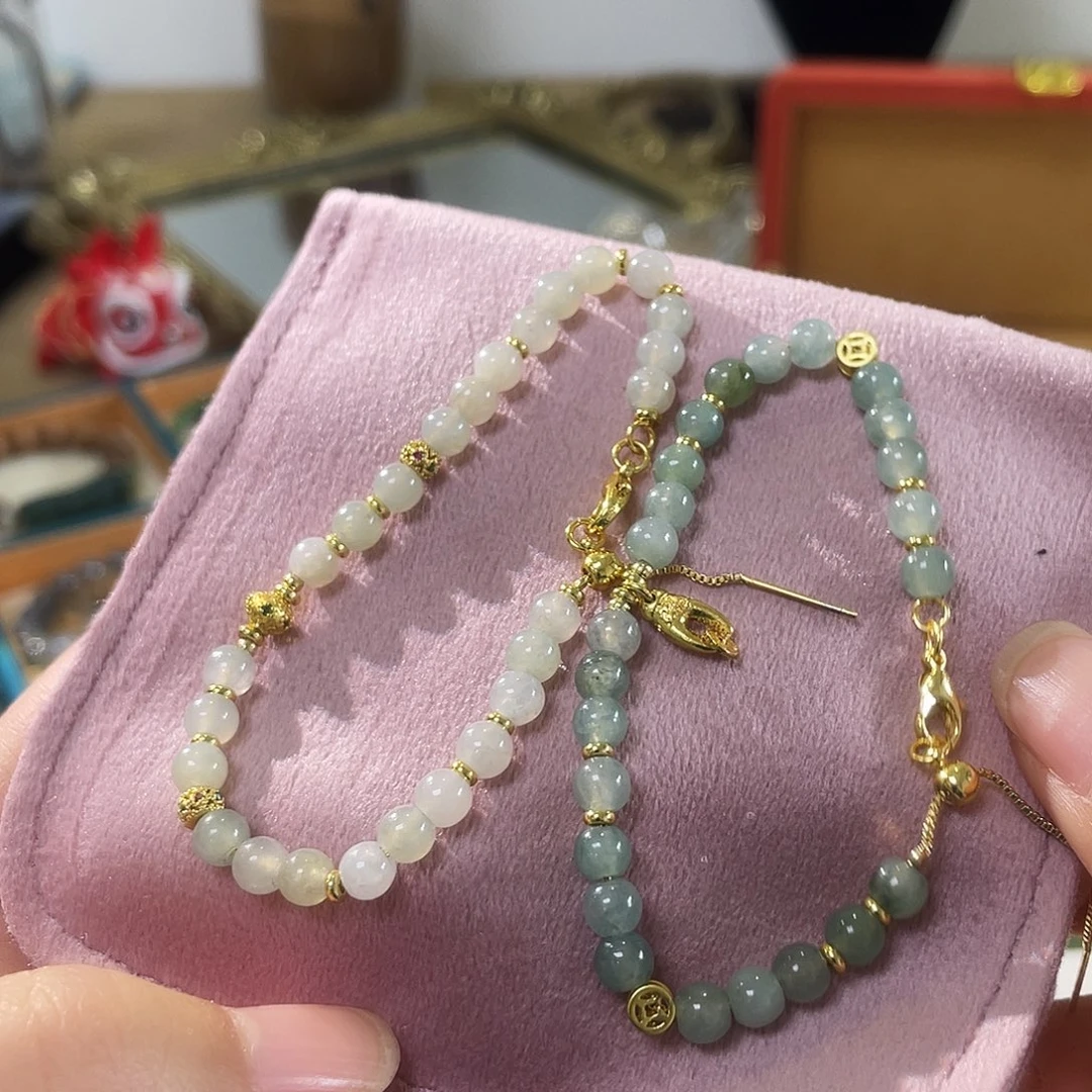 翡翠未镶嵌手链翡翠珠串卡4左右