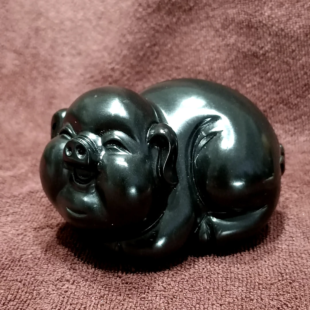 渭河黑乌金福猪茶宠把件手玩