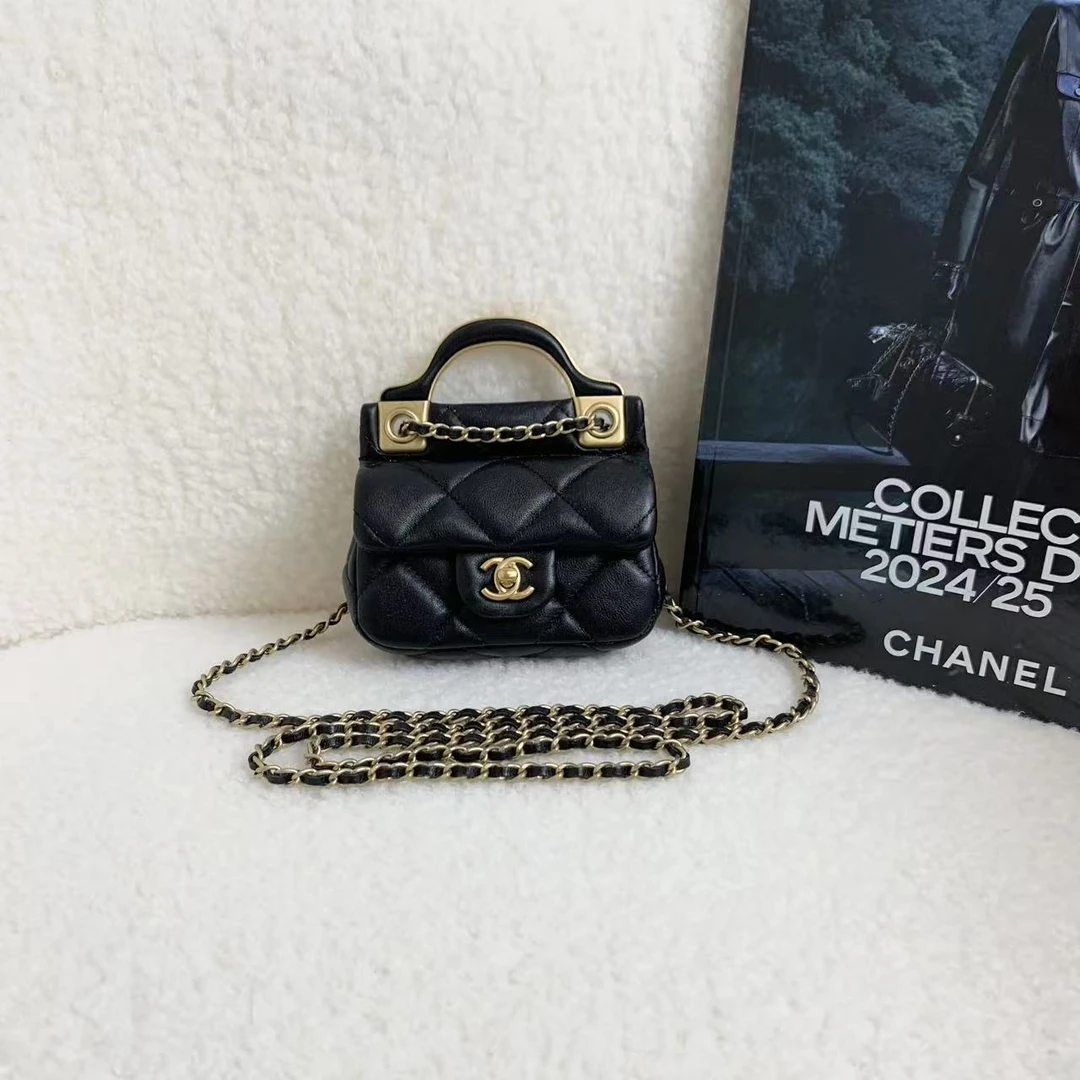 99新 Chanel/香奈儿 黑金牛mini衣架包/93917581/12期/代卖服务