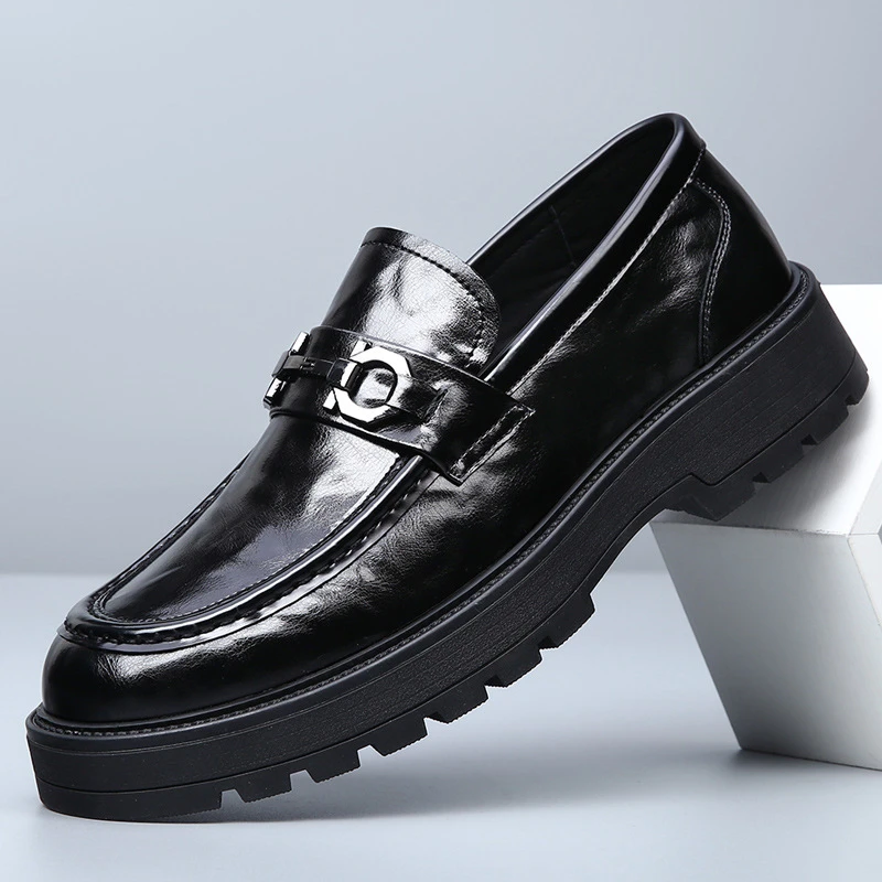 75824一脚蹬皮鞋男韩版真皮软底英伦风休闲豆豆鞋夏季乐福男鞋子