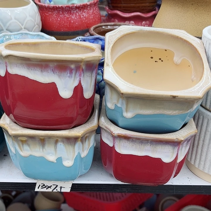 多肉绿植陶瓷花盆9.9包邮，有孔