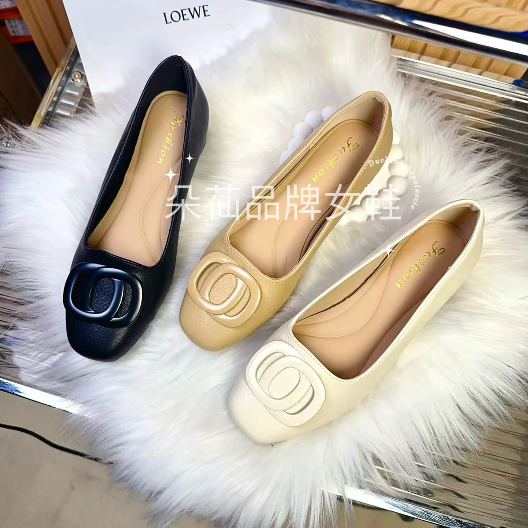 【品牌力荐】2025新款春秋百搭浅口软皮软底平底单鞋女套脚9528