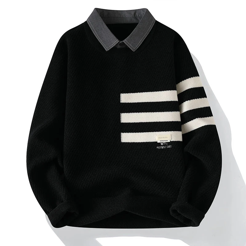 JEEPSPIRIT衬衫领毛衣男冬季2025新款潮牌休闲打底衫毛线针织衫男