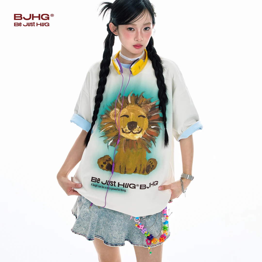 【不鸣】BJHG不计后果小狮子凉感速干t恤短袖男款夏季百搭半袖女