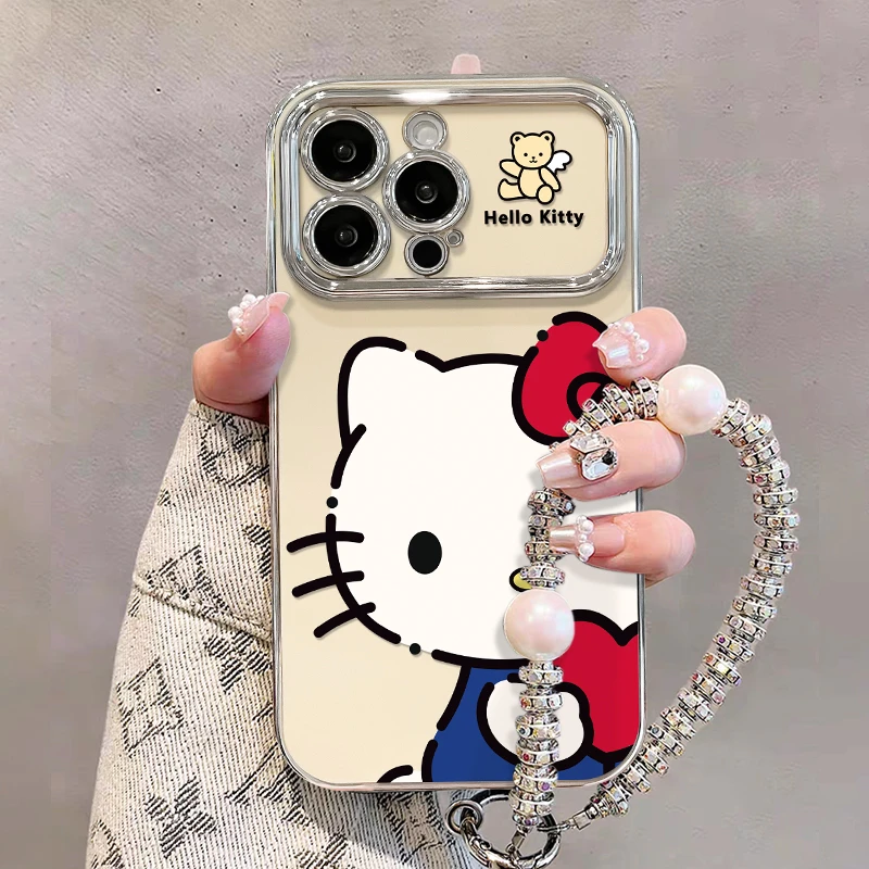 抱爱心KT适用苹果15华为vivo/oppo小米iPhone16pro电镀视窗手机壳