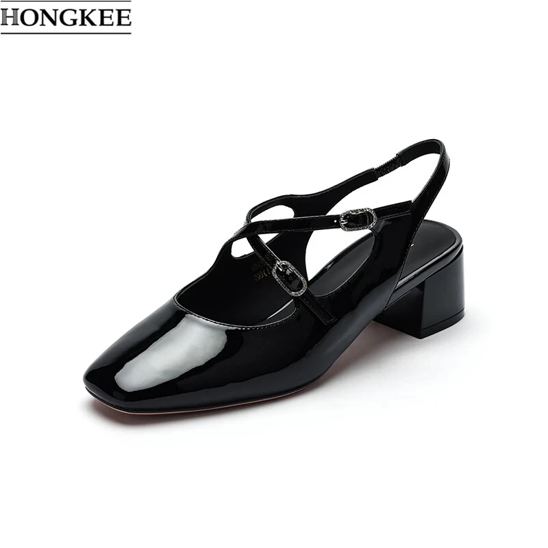 25夏季包头优雅浅口凉鞋双条带优雅时尚粗跟凉鞋HA85S203