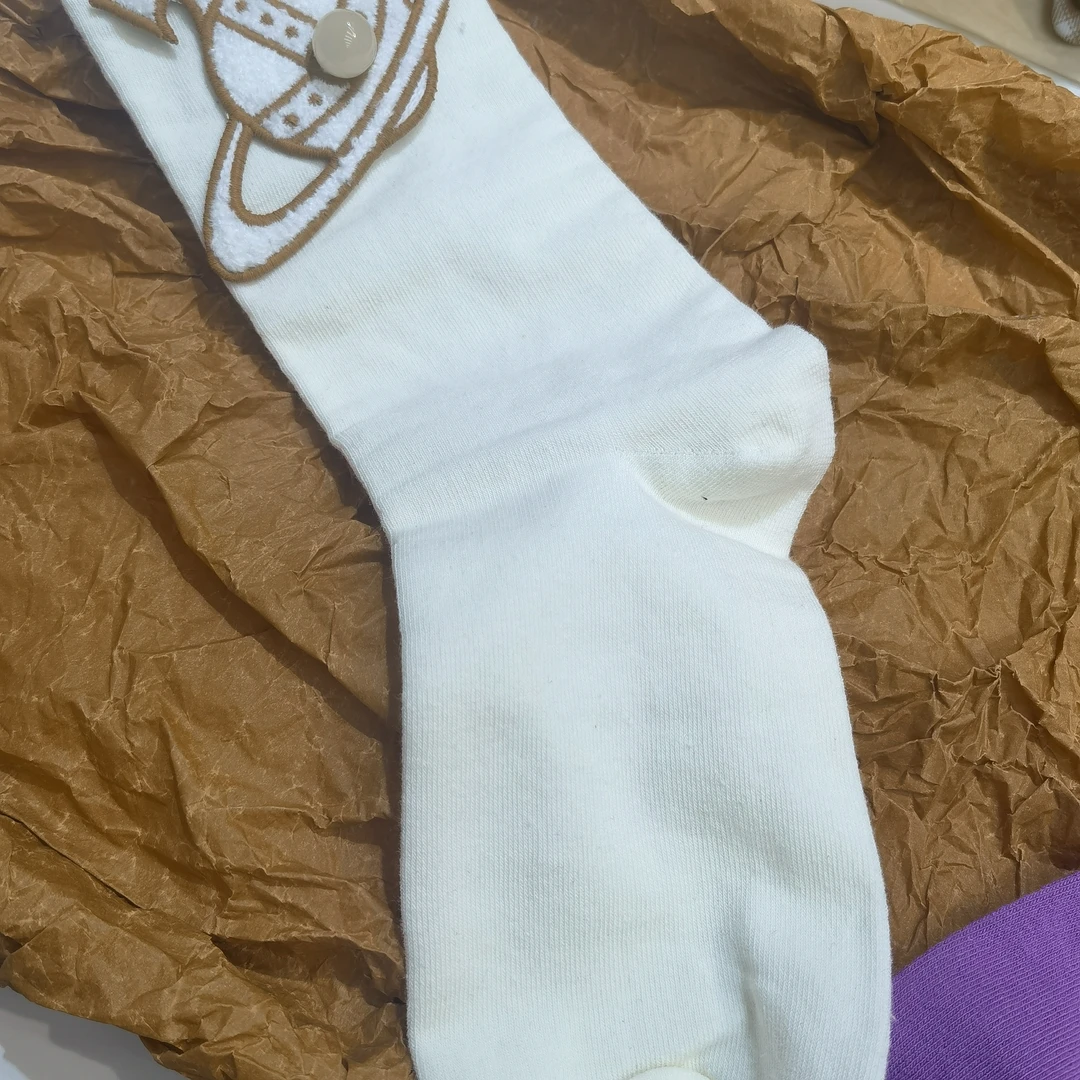 C498白色大星球袜子