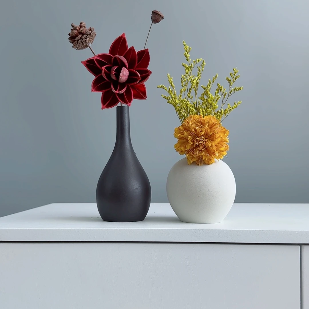 摆件陶瓷小花瓶摆件含花总高约20-30cm