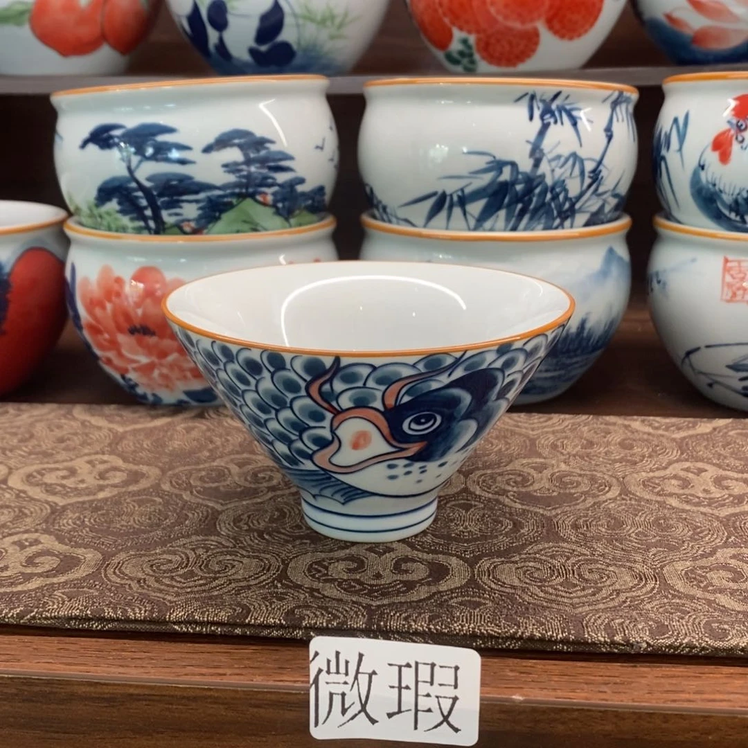 微瑕釉下彩纯手绘手工绘制