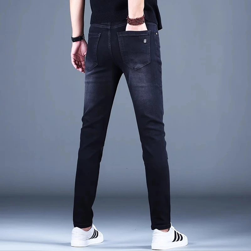 Cebrodz黑色牛仔长裤男款夏薄款2025新款弹力高端修身潮流休闲裤