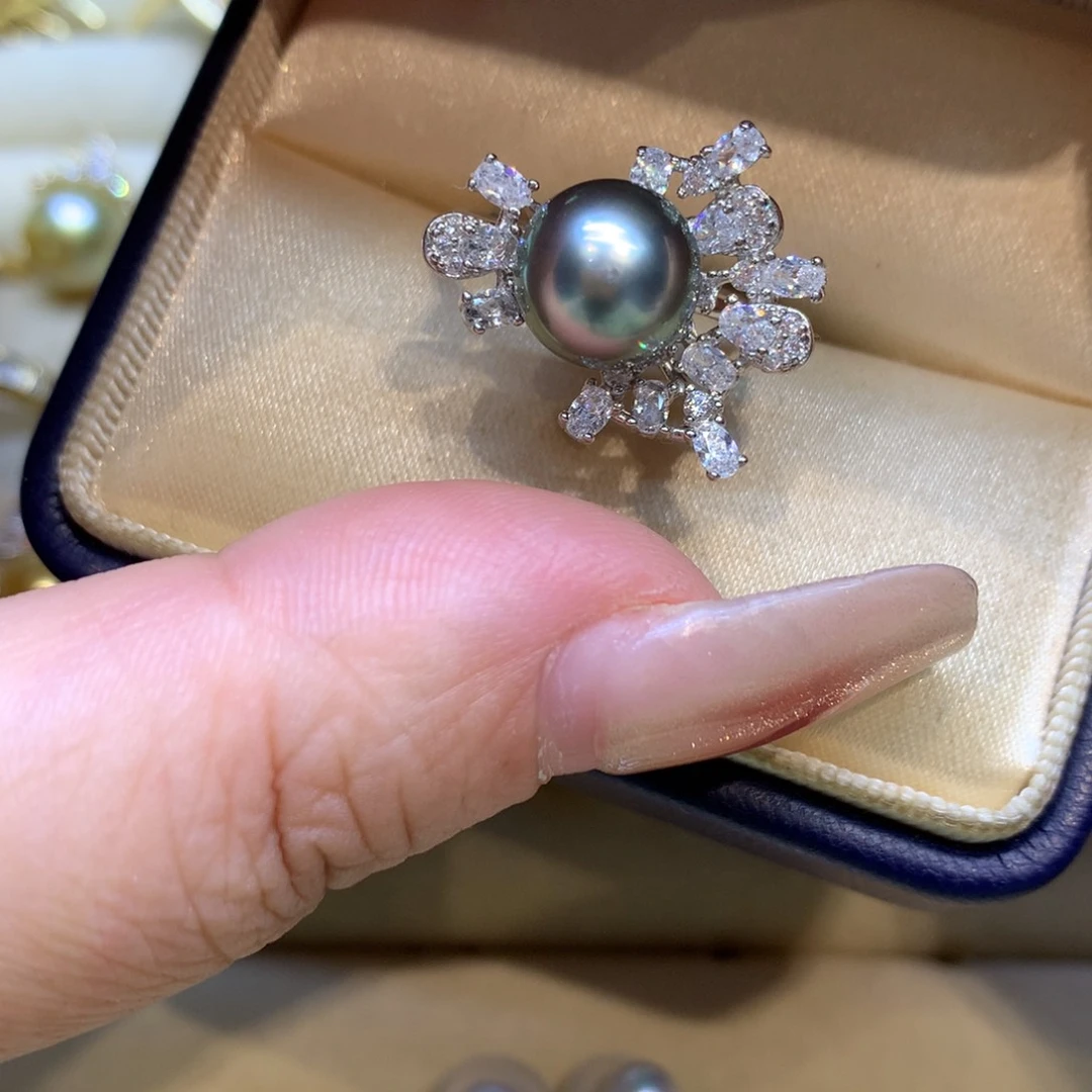 银S925镶嵌戒指海水珍珠