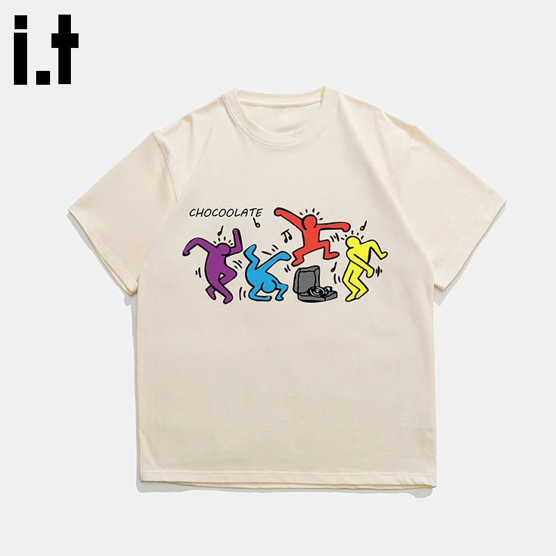 i.t:CHOCOOLATE卡通印花短袖男t恤2025夏季新款美式宽松休闲上衣