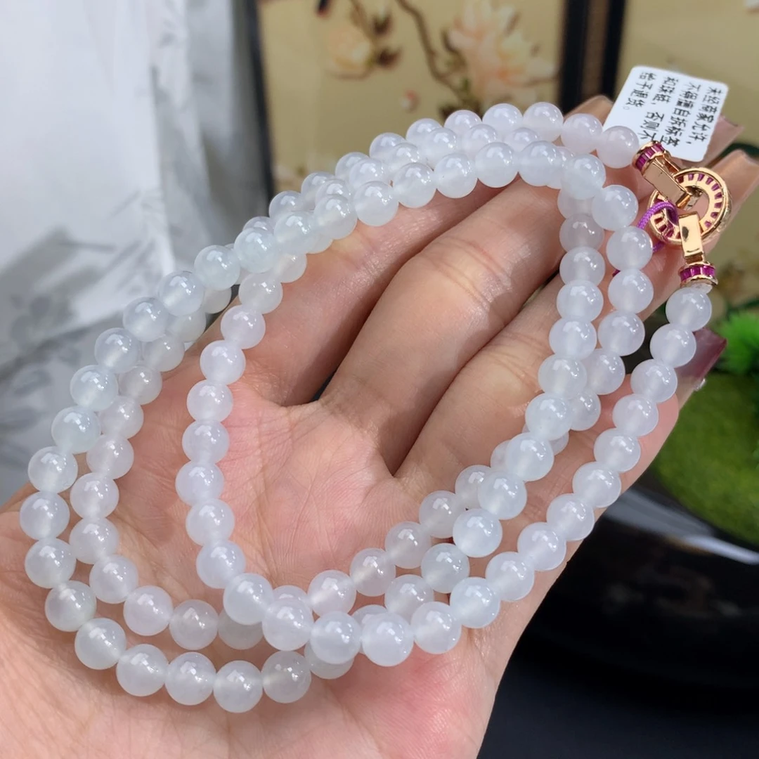 翡翠手链未镶嵌卡5.8冰胶白月光项链