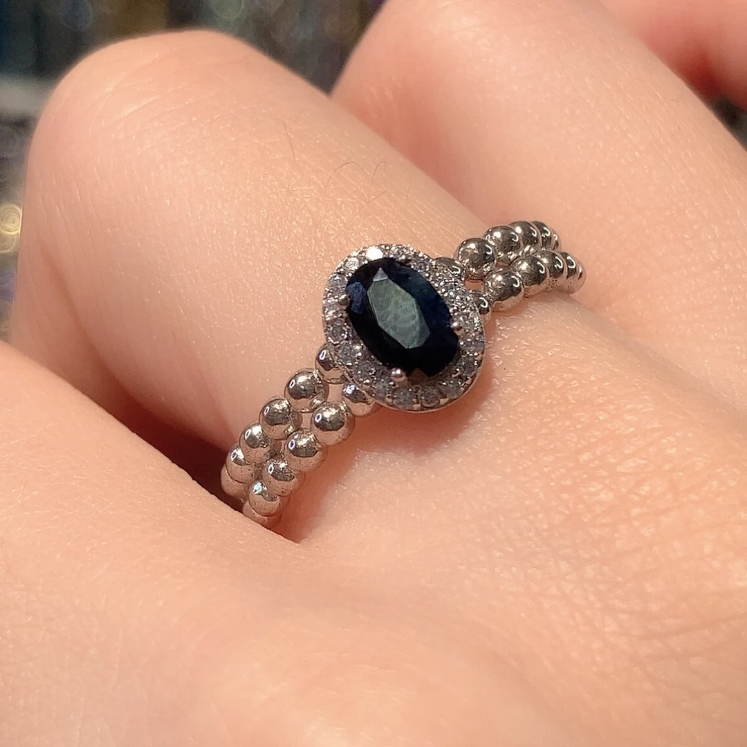 蓝宝石戒指银S925镶嵌