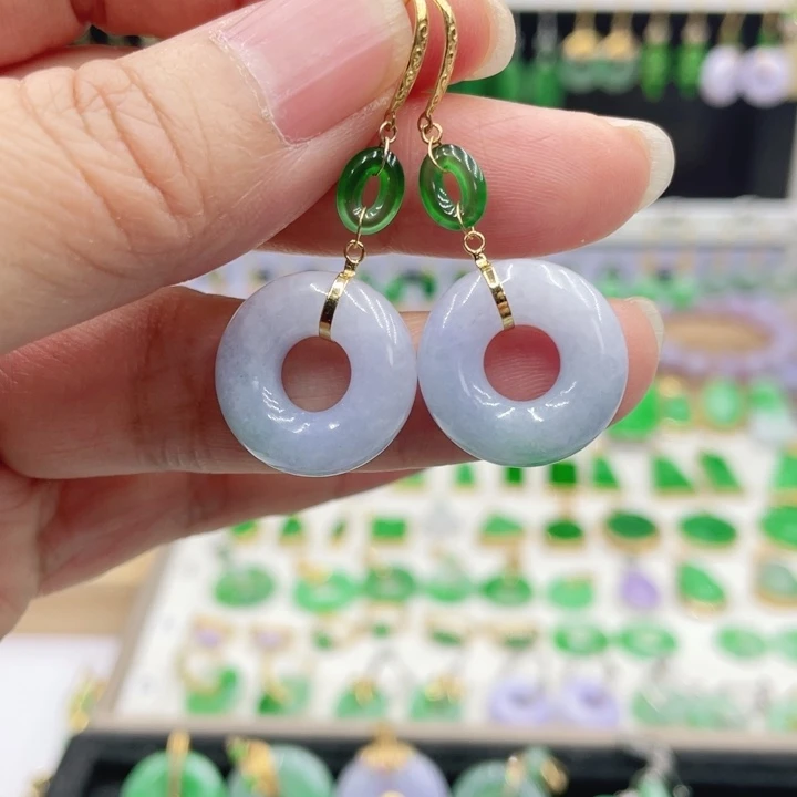 翡翠18K金镶嵌耳饰