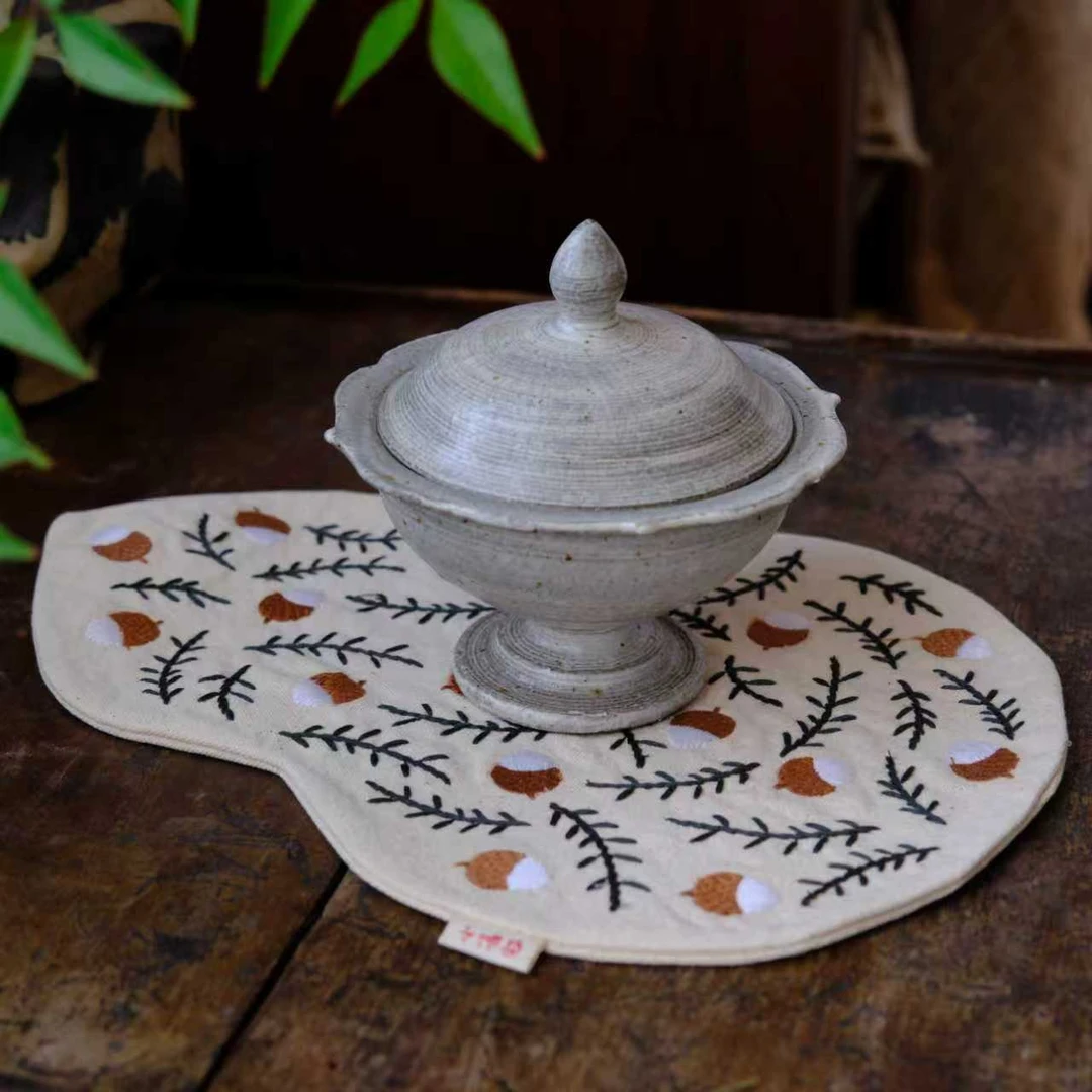 小喜宅 一盏茶心盖盅+松松果葫芦垫