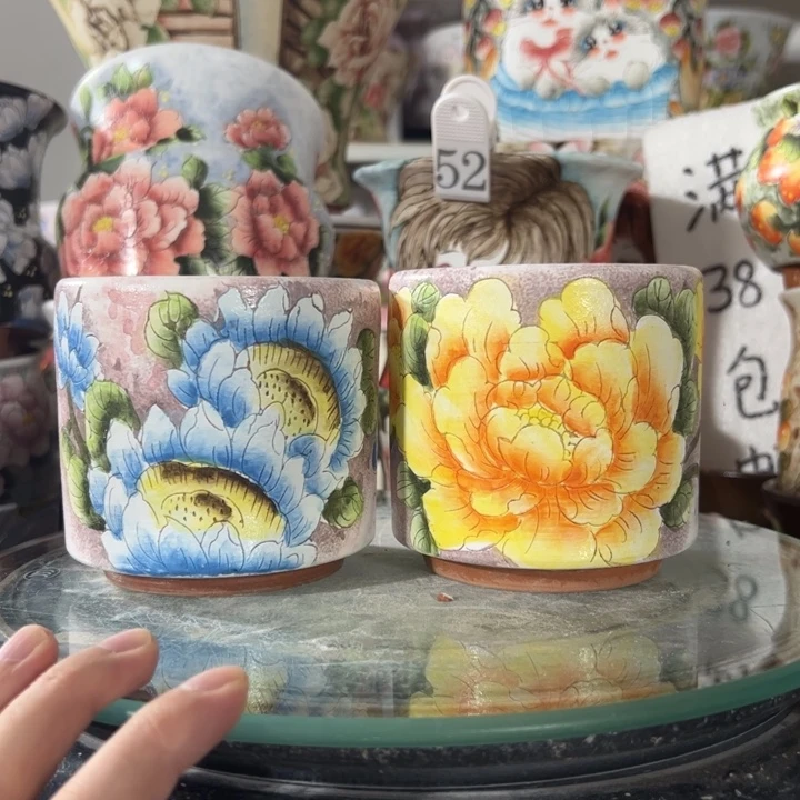 景德镇手绘花盆满38包邮偏远地区除外