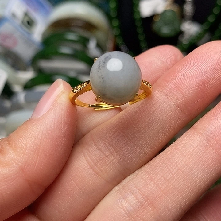 和田玉银S925镶嵌戒指