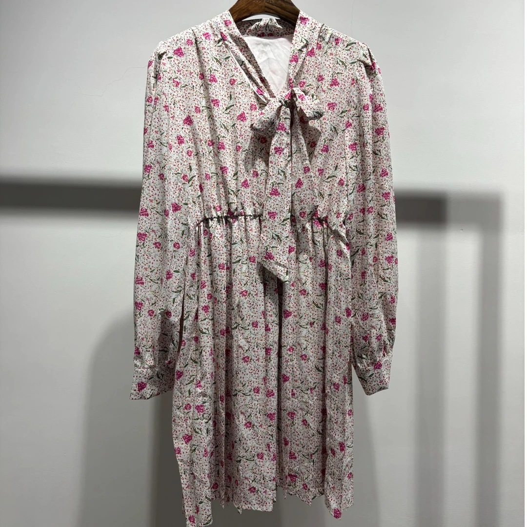 【安迪甄选】不褪色夏季碎花中长裙系带连衣裙女装印花休闲气质