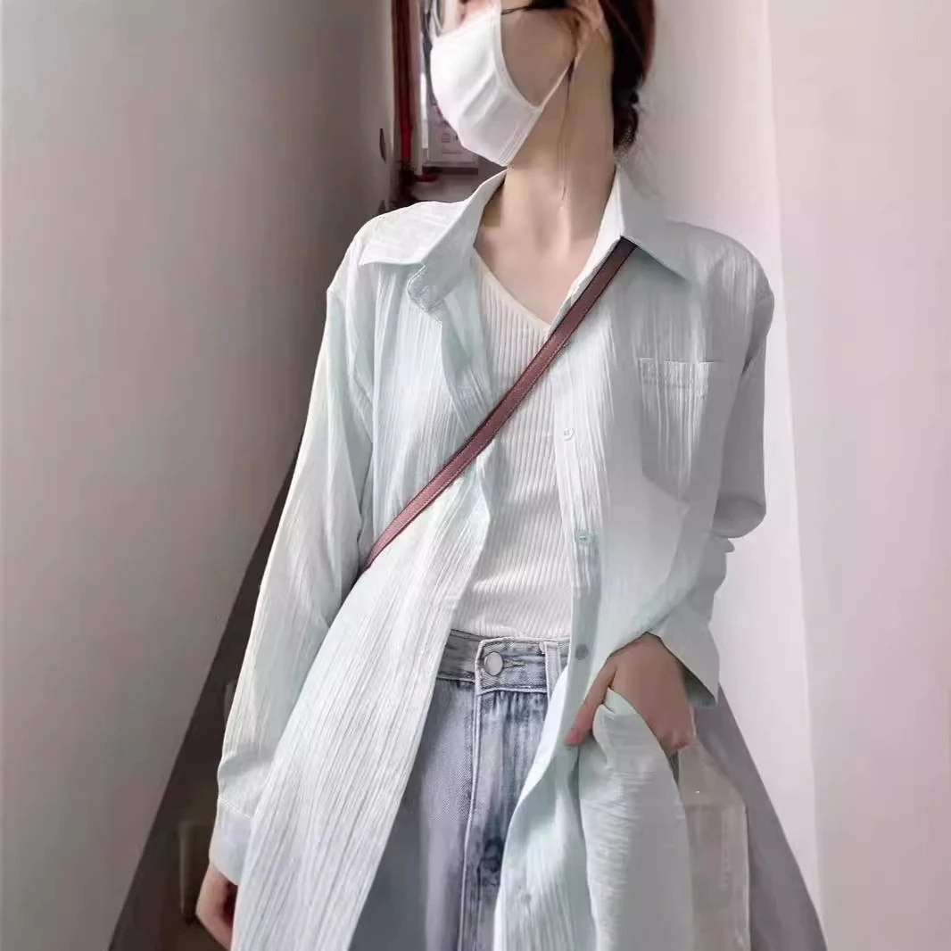 薄款防晒衬衫女2025春秋季新款衬衣开衫外套小个子法式高级感外搭