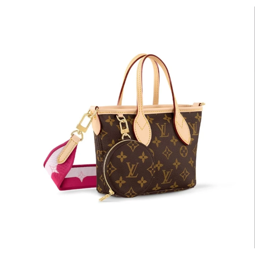 99新 LouisVuitton/路易威登 never full bb/粉肩带/98新
